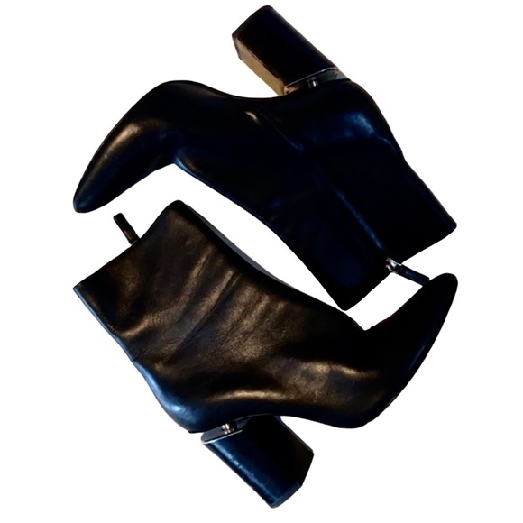 Alexander Wang 🔥 Kirby 🔥 Sculptural Black Leather Pointed-toe Booties 🙌 - Picture 8 of 12